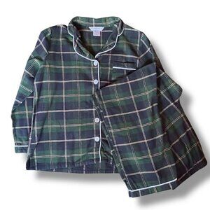 The Company Store Womens Flannel Pajamas Sz Medium Green Plaid 2 Pc PJ Set Pants